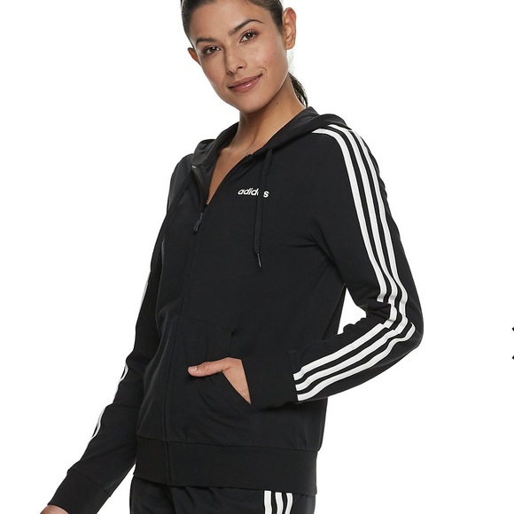 NEW Adidas Track Jacket Black with white strips - Picture 1 of 13